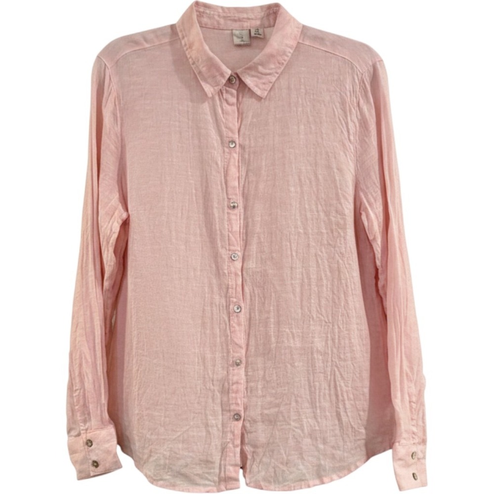 Joie Linen Button Down Shirt Womens Medium Pink Long Sleeve Coastal Minimalist